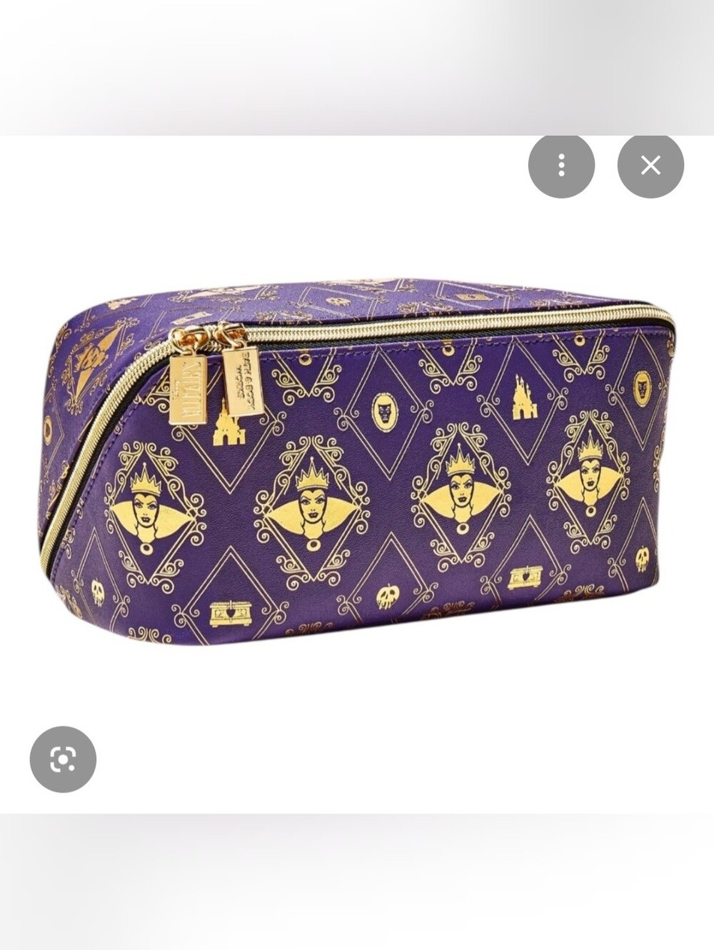 BATH & BODY WORKS DISNEY VILLAINS EVIL QUEEN COSMETIC BAG PURPLE AND GOLD TRAVEL